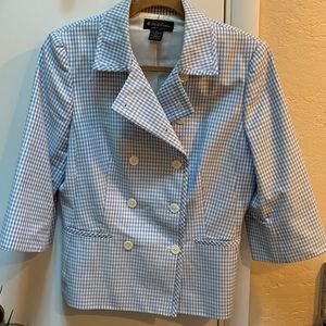 Brooks Brothers double breasted blue gingham jacket 10